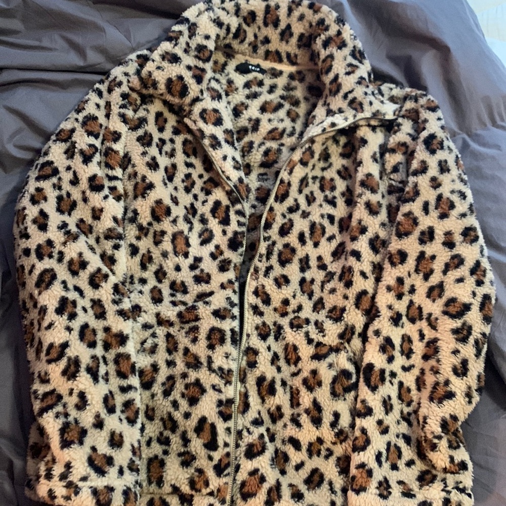 Torrid leopard print teddy jacket